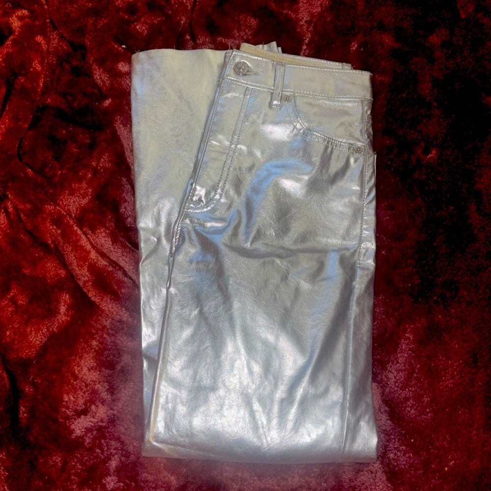 Express silver leather pants